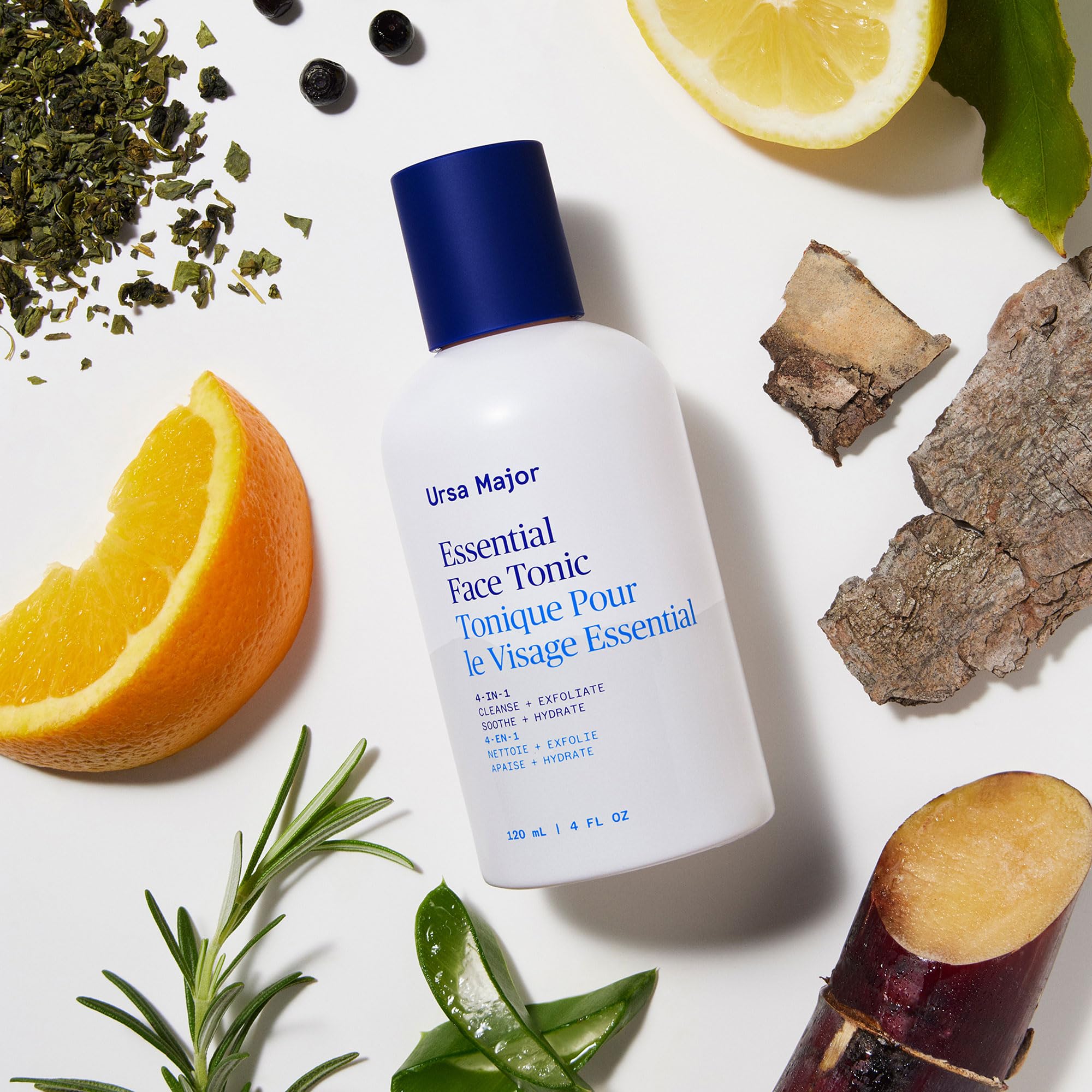 Ursa Major Essential Face Tonic splash on skin for refreshing hydration.