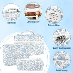 URSKYTOUS cotton makeup bag closeup zipper closure keeps items secure