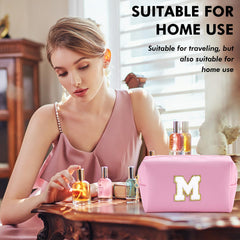 URSKYTOUS preppy cosmetic bag zipper provides secure travel storage.