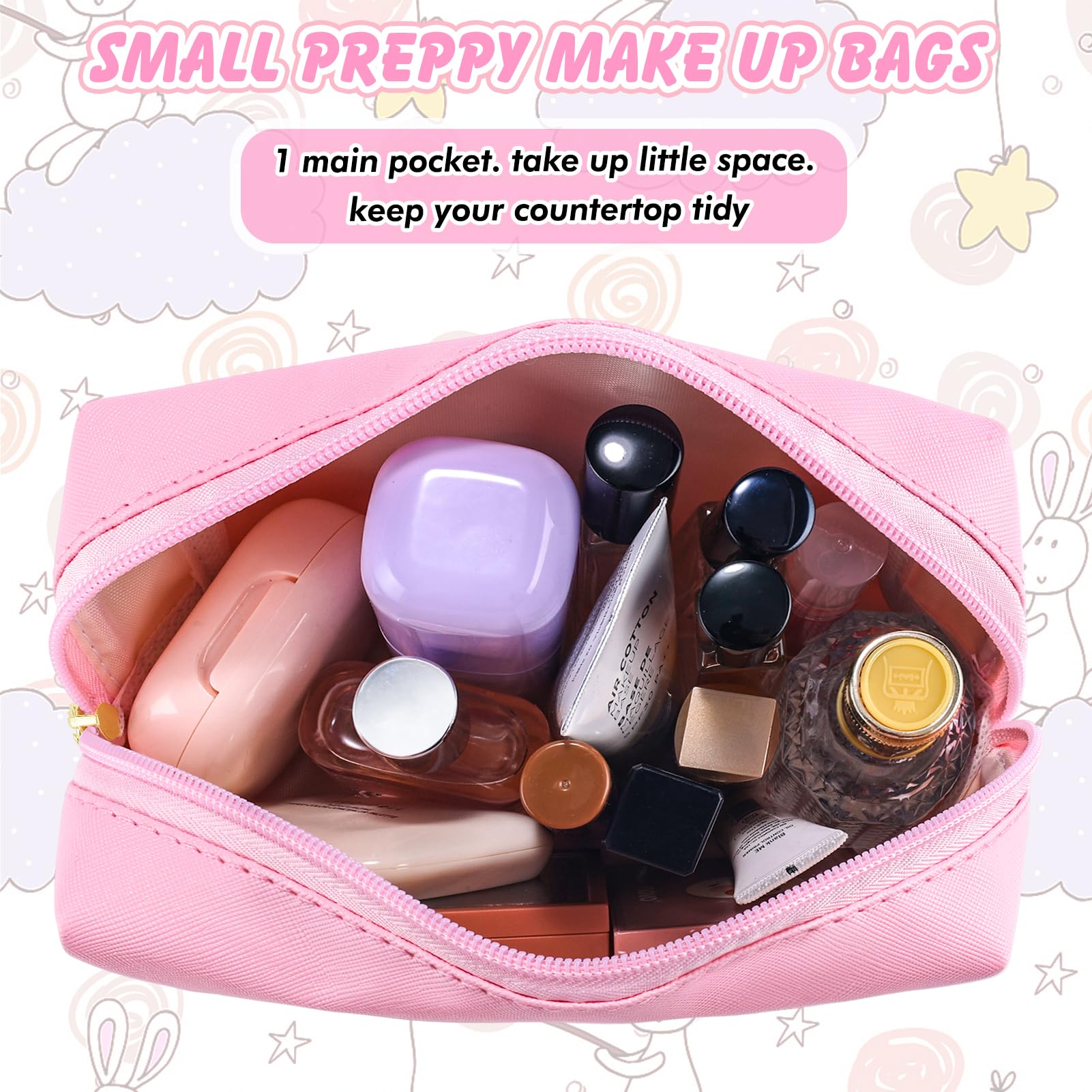 URSKYTOUS waterproof PU leather cosmetic bag protects contents during trips.