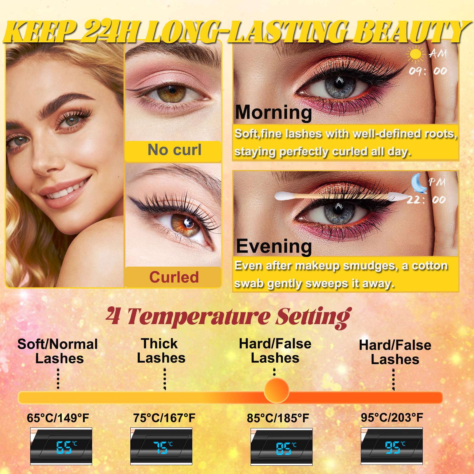 URSOBTF heated eyelash curler heats rapidly for quick, natural-looking curl.