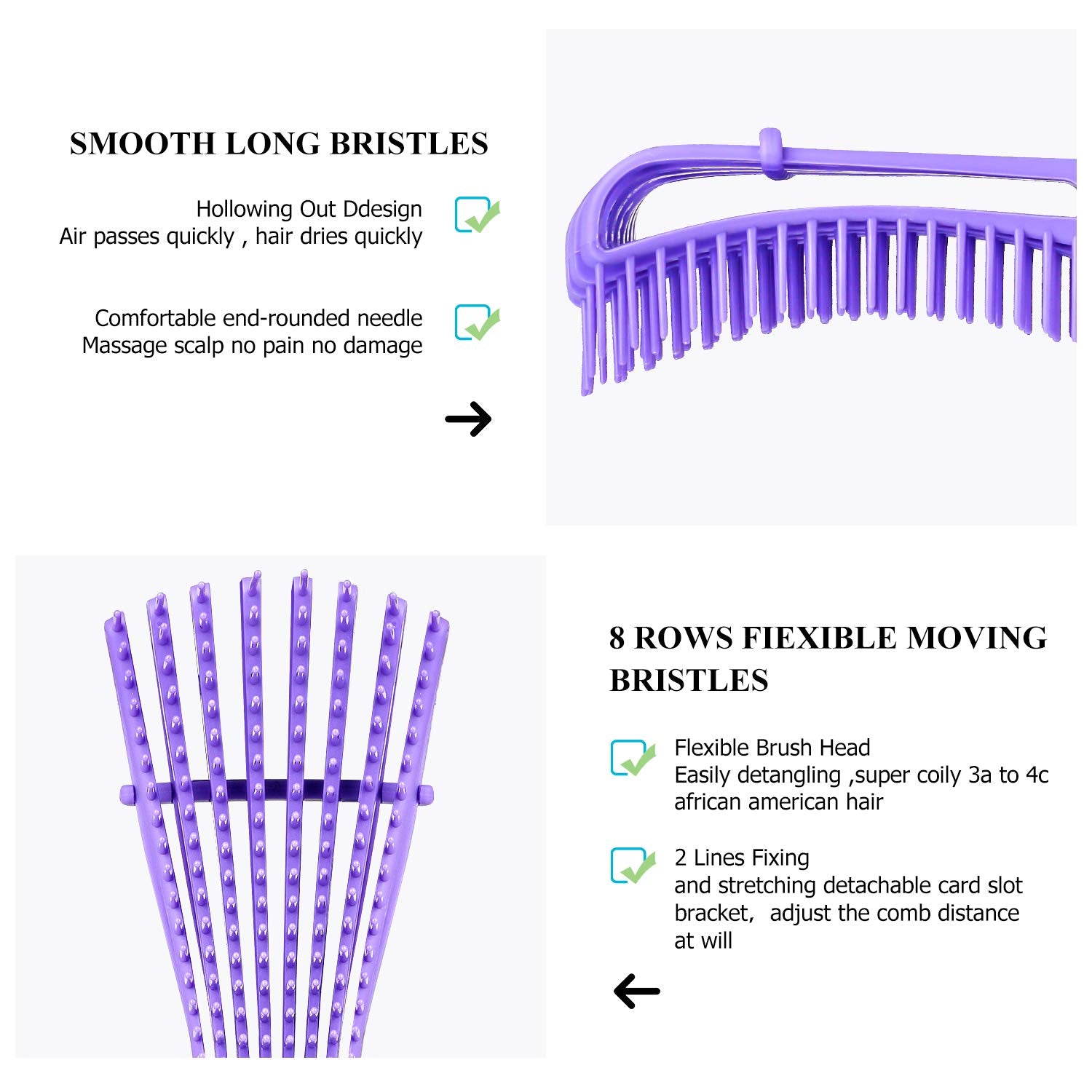 URTHEONE detangling brush with soft rubber handle for comfortable brushing.