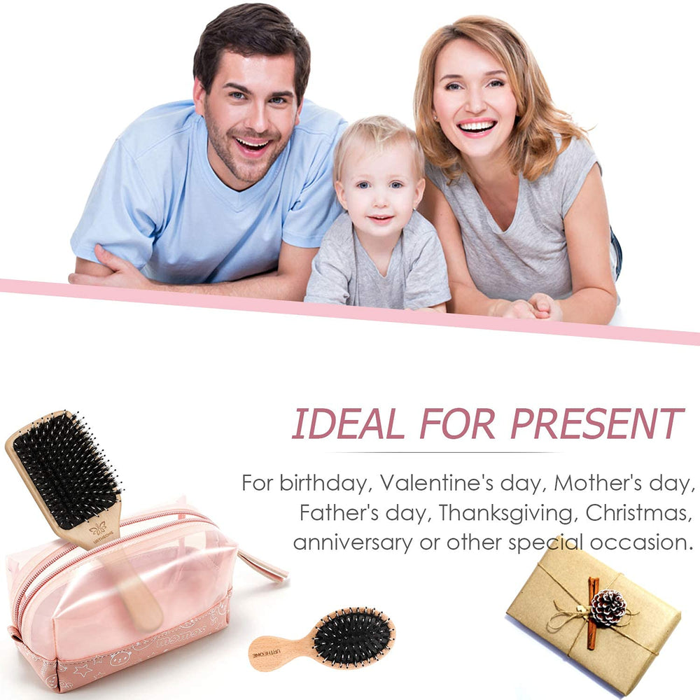 URTHEONE soft nylon pins with boar bristles for smooth, frizz-free results.