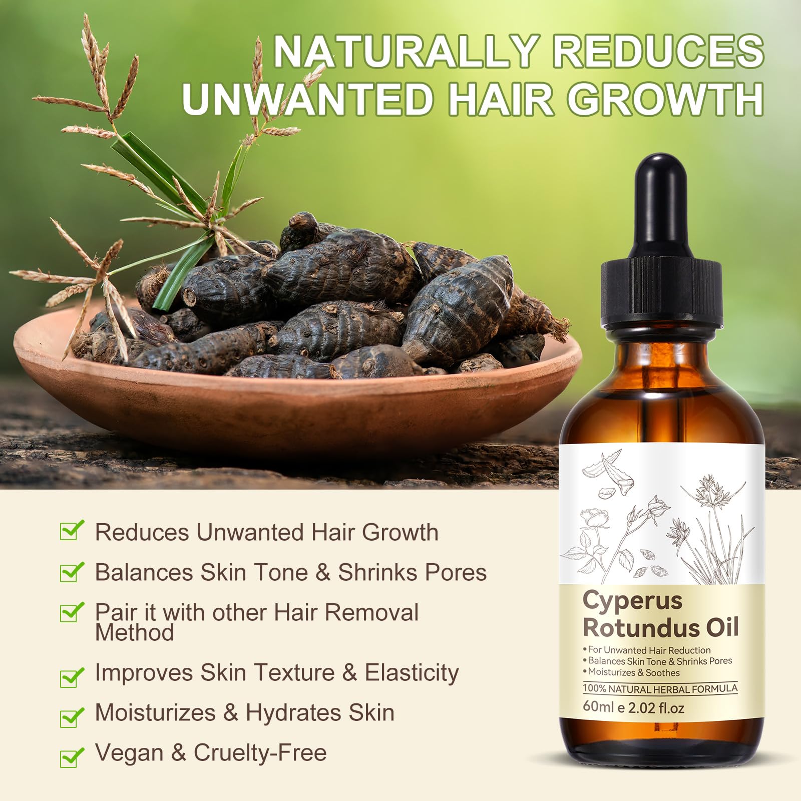 Uruses Aceite Cyperus Rotundus, uso diario para cuidado de la piel