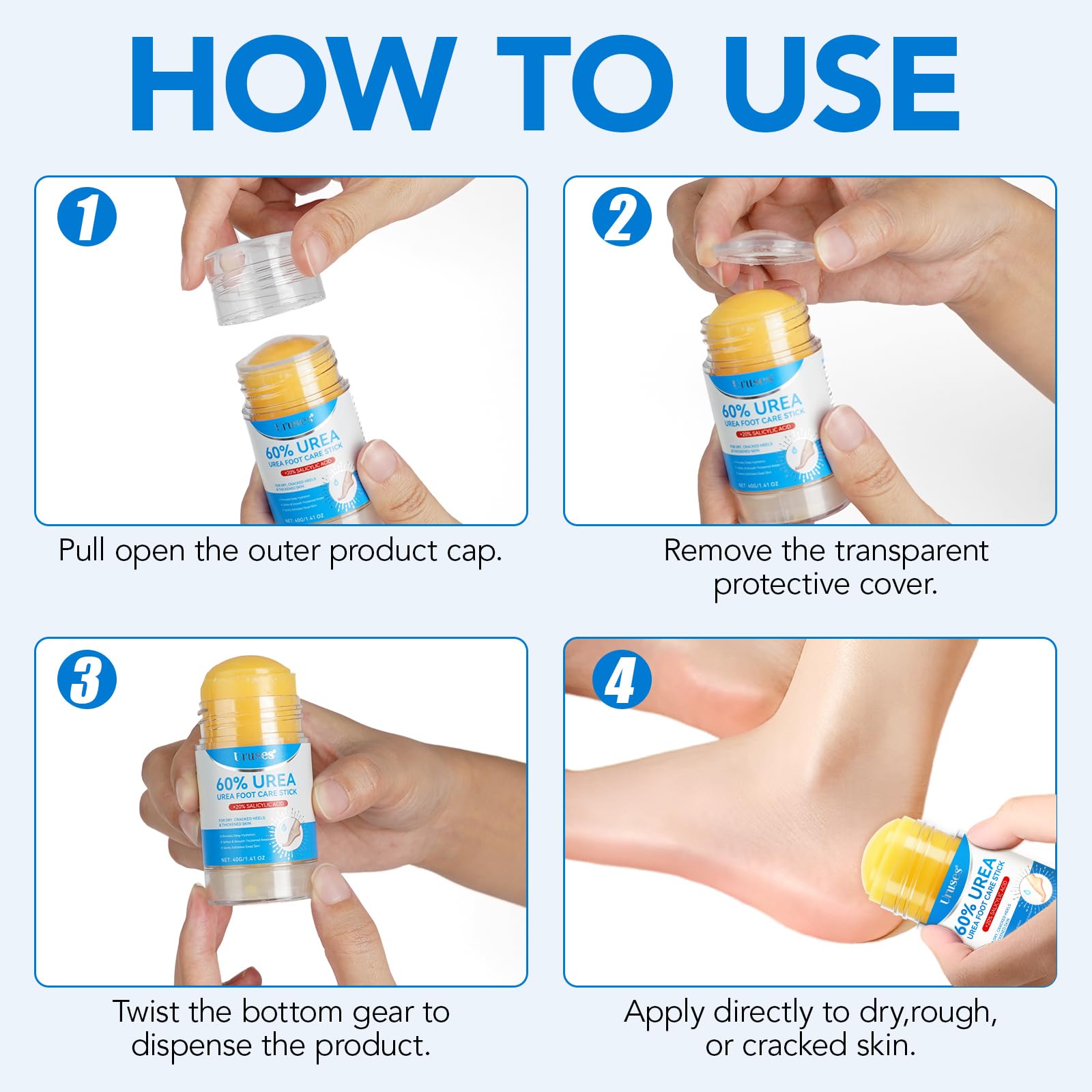 Instrucciones de uso simples para doble aplicación diaria.