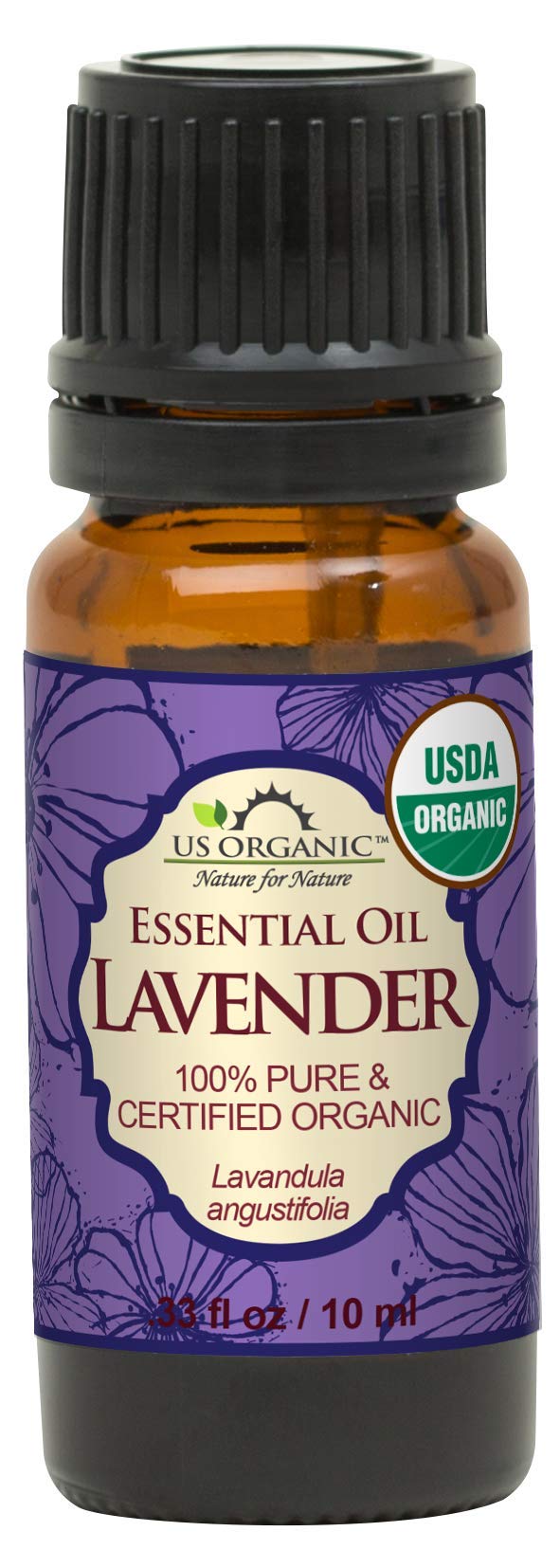 US Organic Lavanda: aceite 100% puro en frasco, aroma floral para perfumar espacios