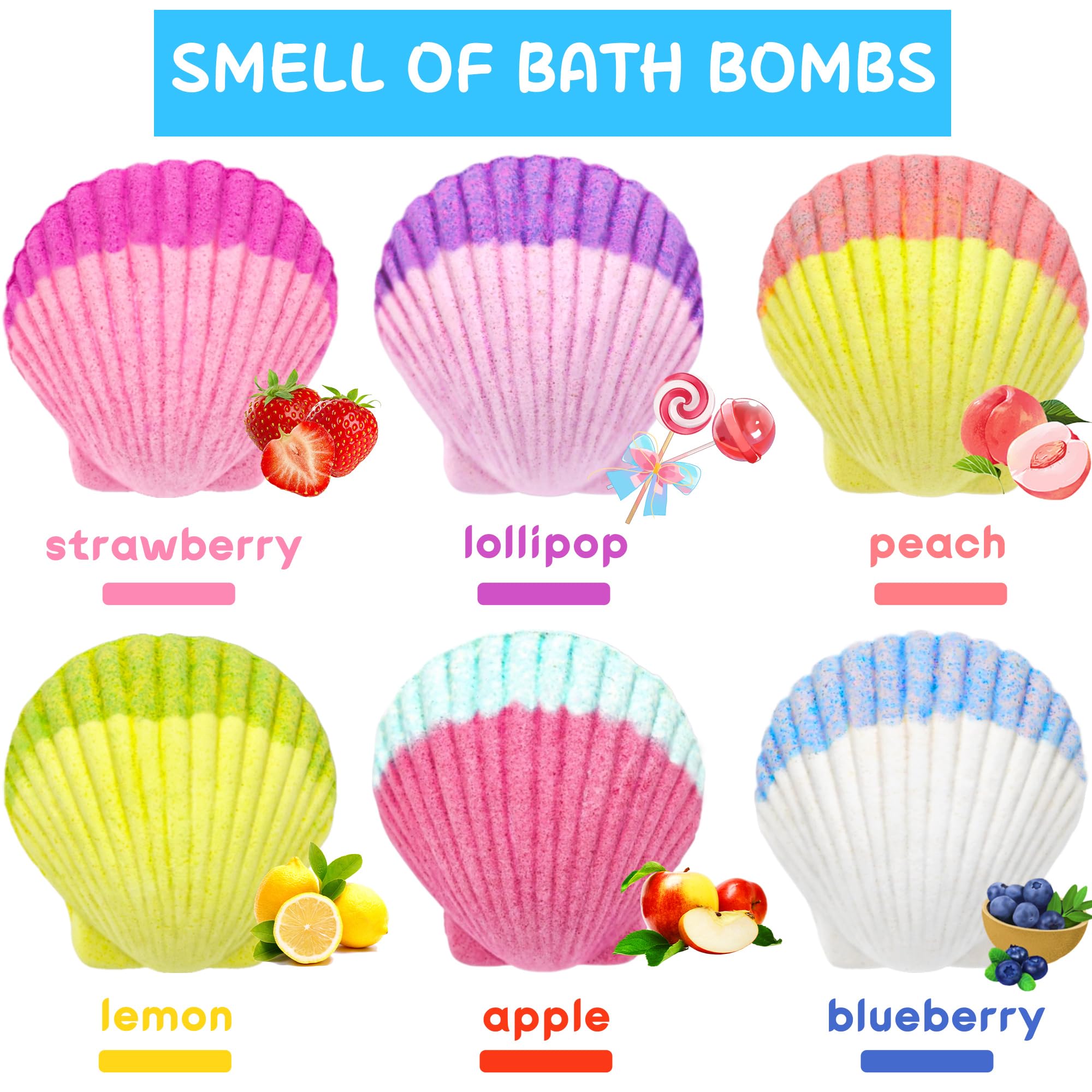 Ingredientes naturales de Usand Mermaid Bath Bombs, baño suave y fácil de enjuagar.