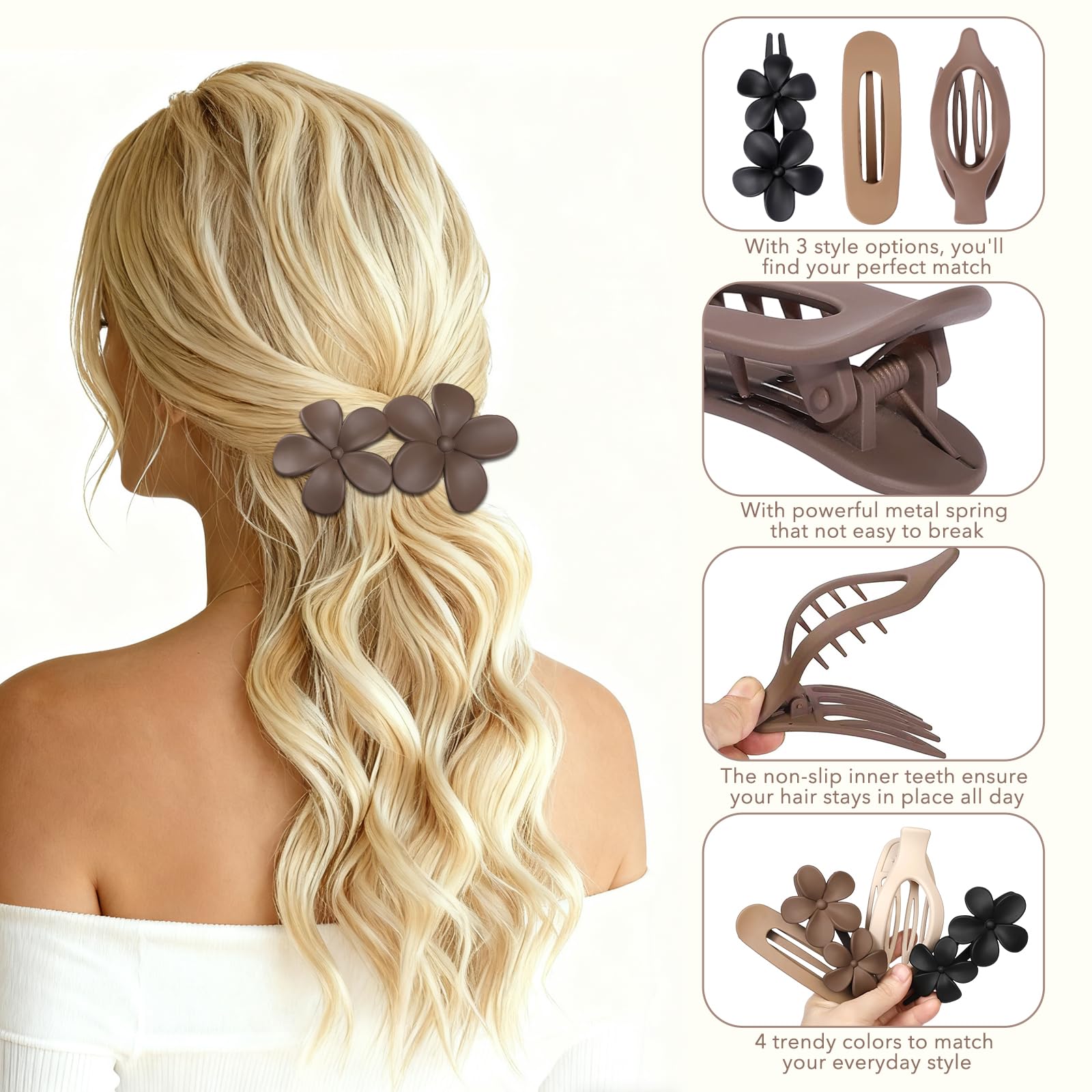 USDNICE strong-spring clips grip firmly for daily wear, driving, or workouts.