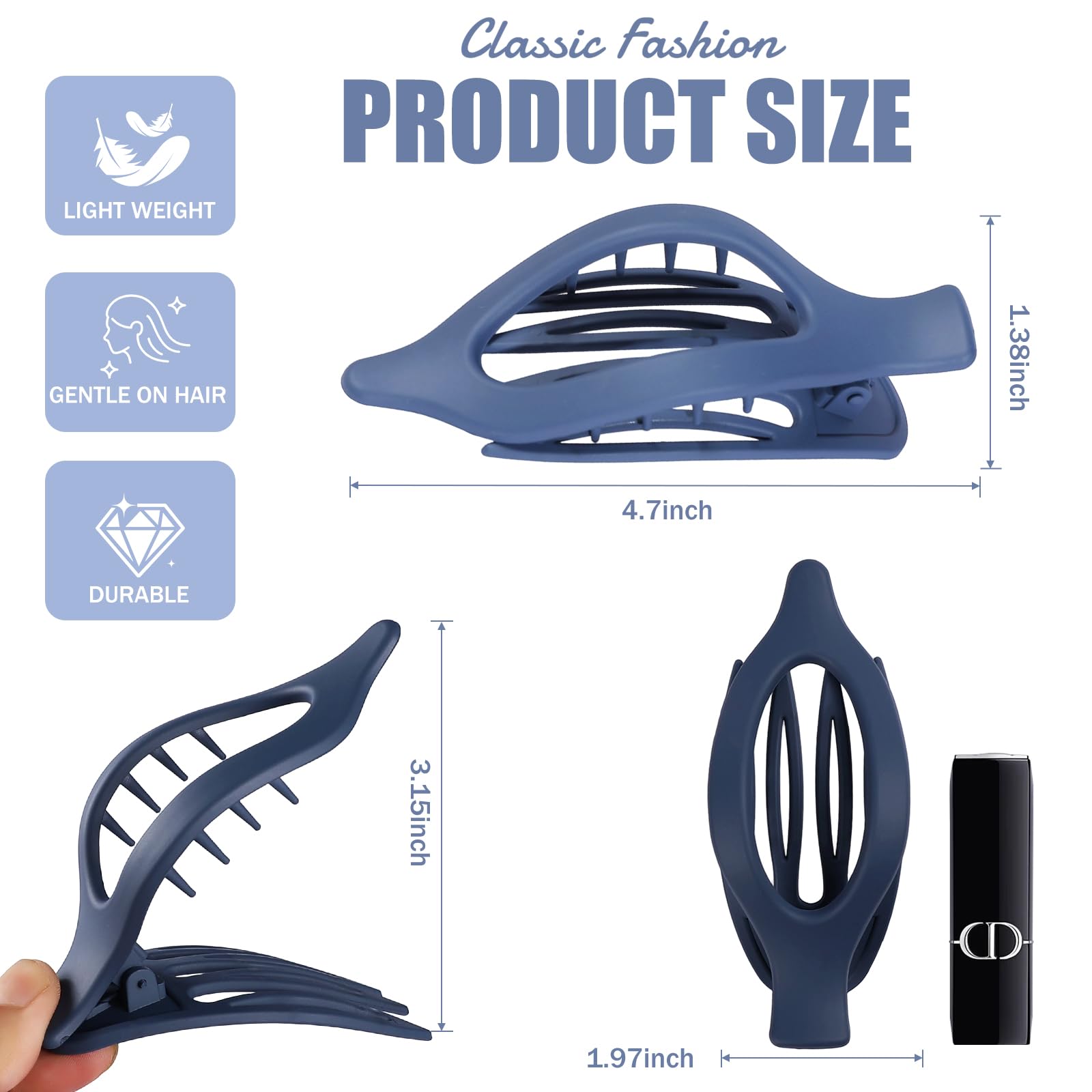 USDNICE flat clips with durable plastic hold hair reliably.