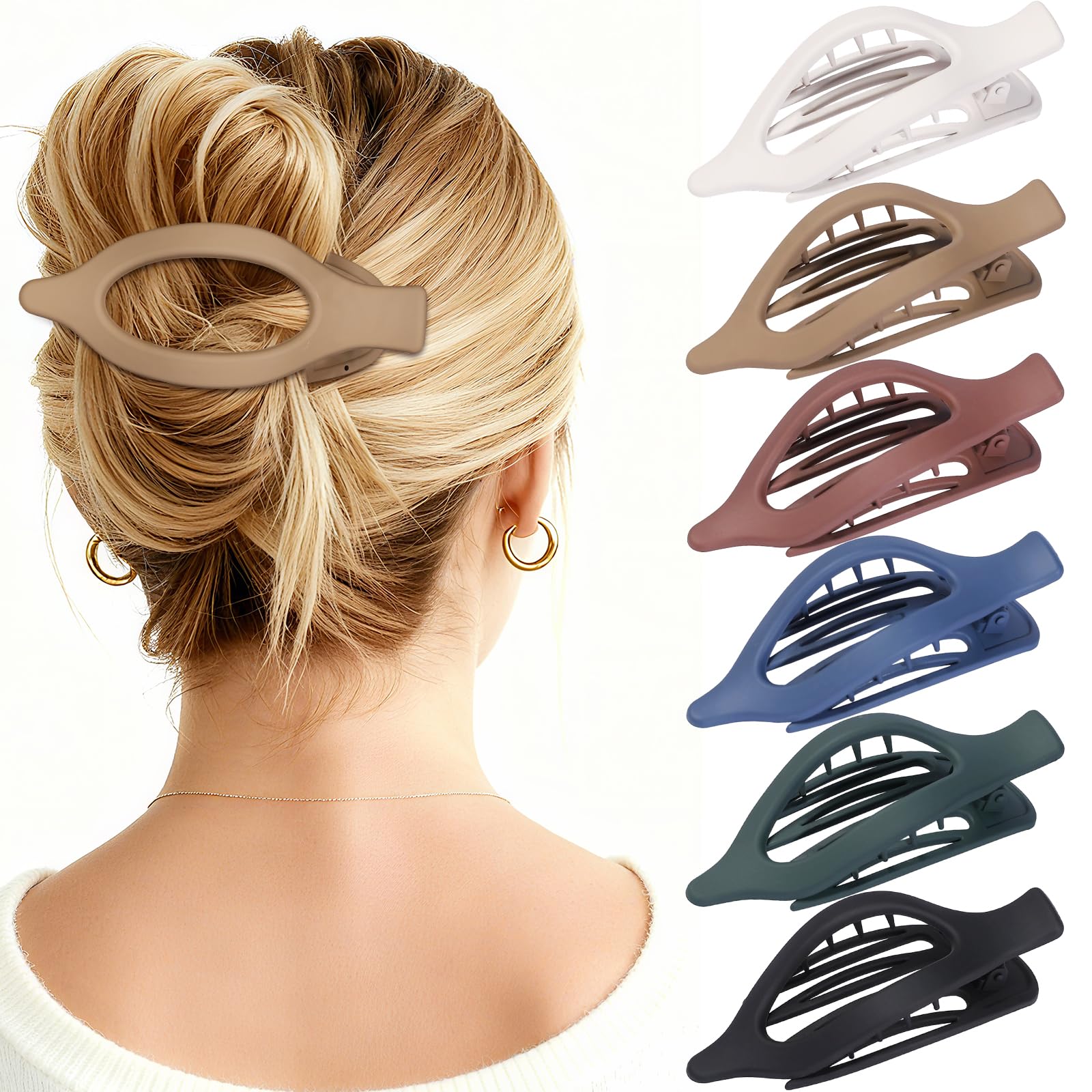 USDNICE flat hair clips with oval matte finish offer secure everyday styling.