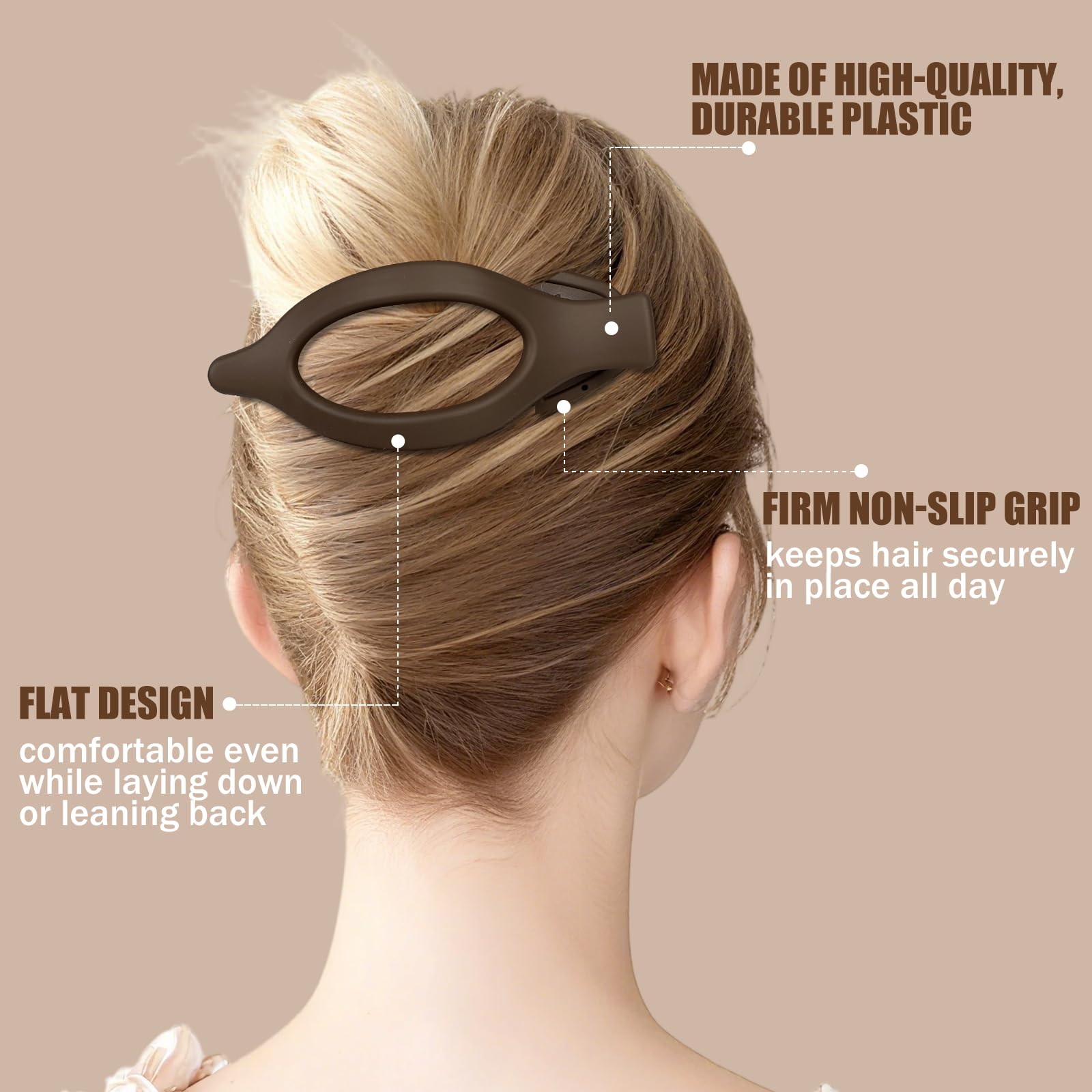 USDNICE brown hair clip—polished finish adds subtle elegance to daily looks.