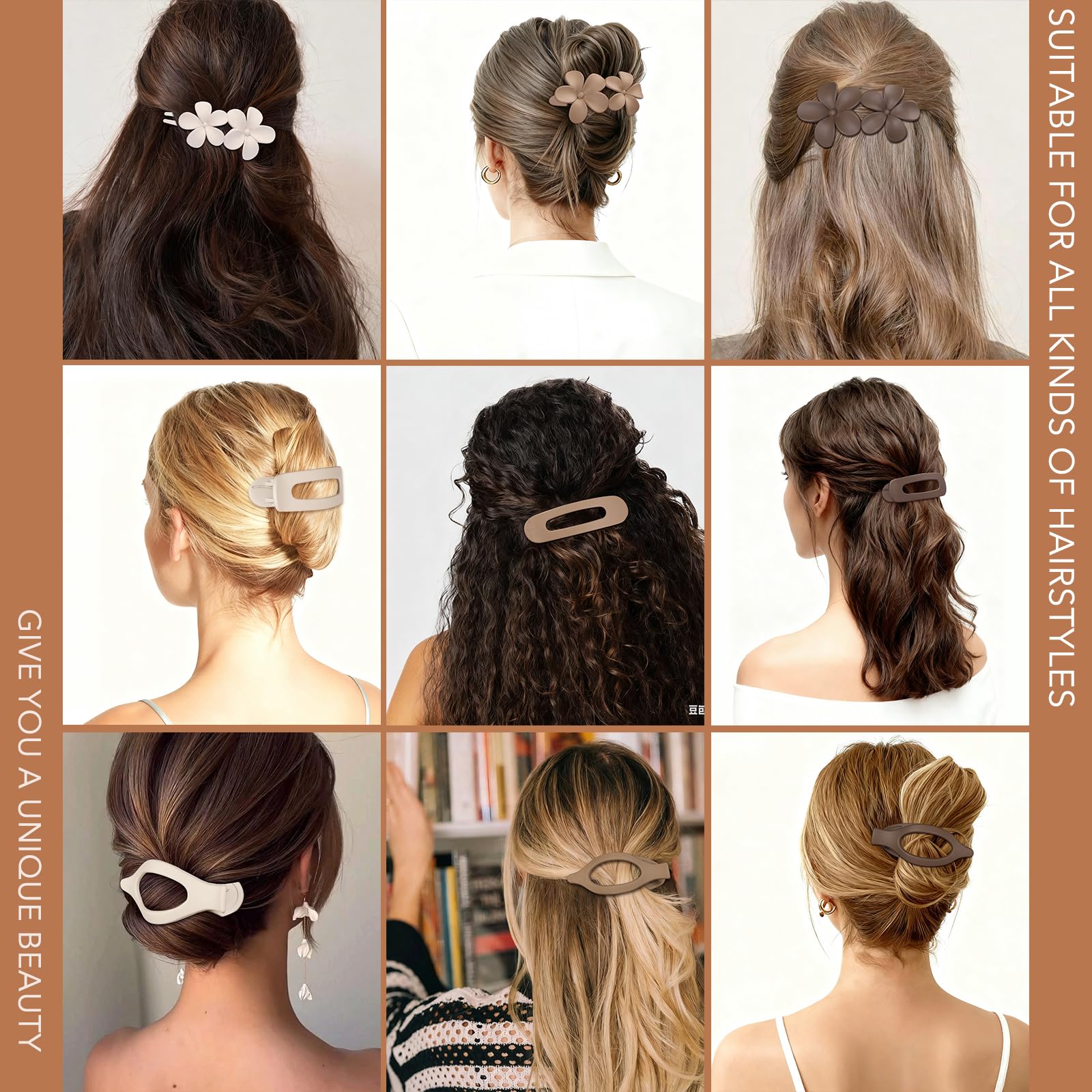 USDNICE easy-use flat clips simplify styling with a simple twist and secure click.