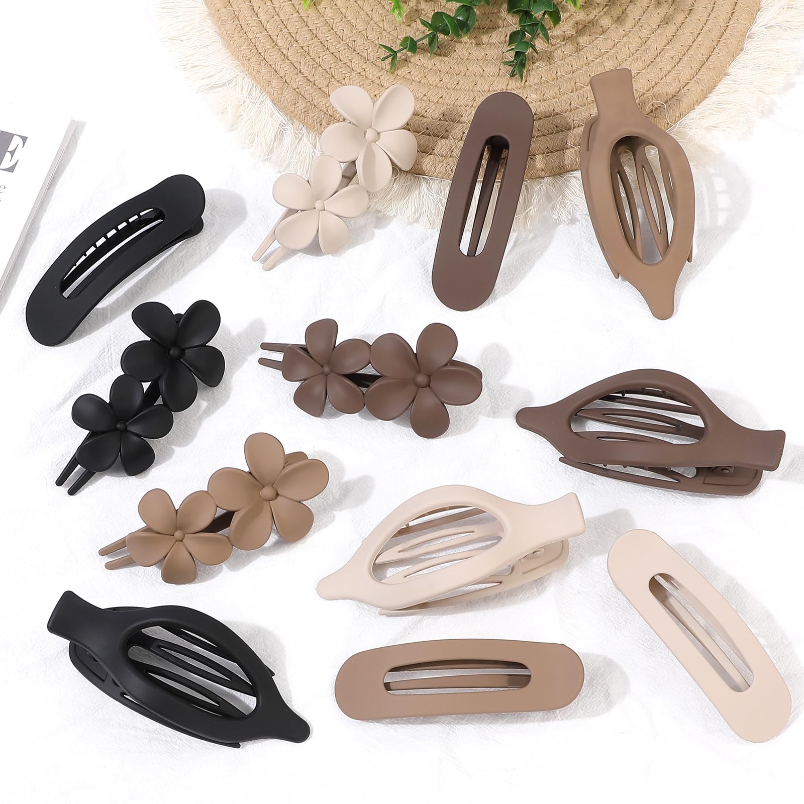 USDNICE matte flat clips in brown deliver gentle gripping power for thin and thick hair.