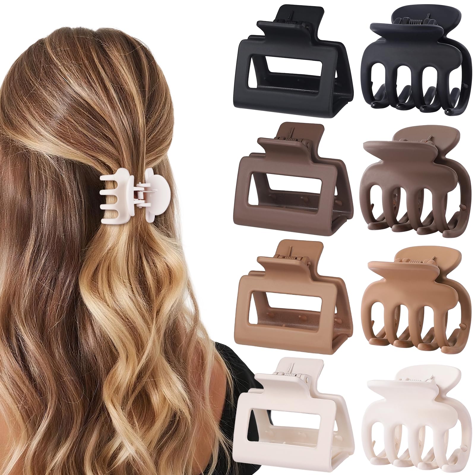 USDNICE pinzas pequeñas rectangulares marrón, agarre cómodo para cabello fino