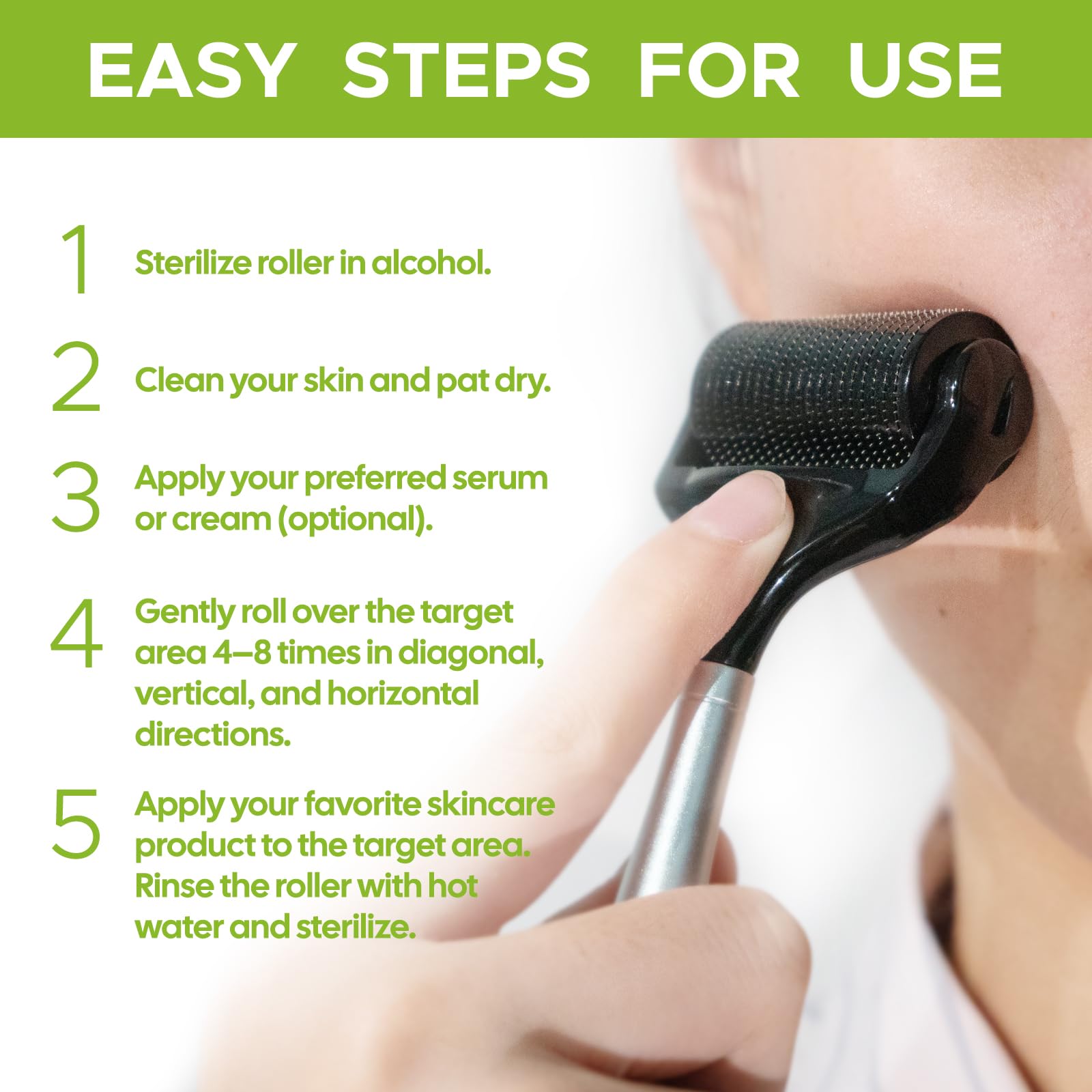 USEENN Ultra Wide Titanium Derma Roller storage case keeps needles protected and clean.