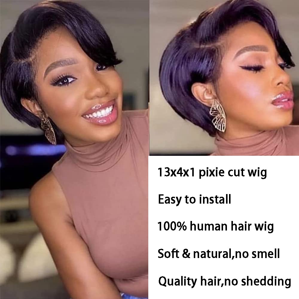 Usexy Hair Pixie Cut Lace Front Wig side view highlights sleek length and easy parting
