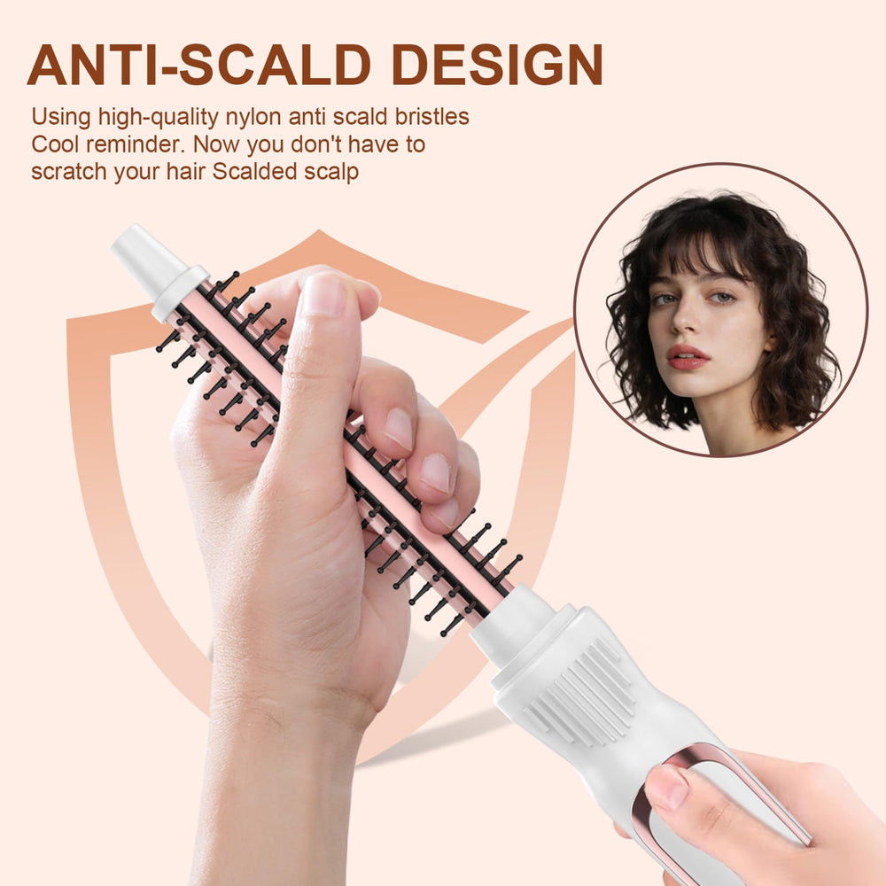 USHOW Thermal Brush in-use round brush styling for volume on the go.