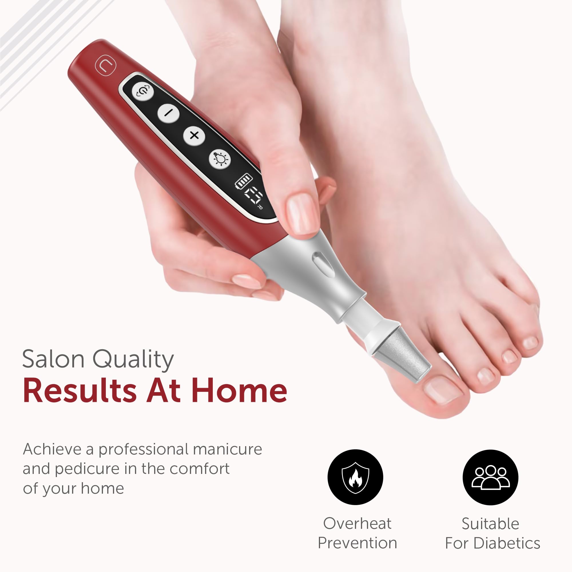 20 sanding bands and 8 drill bits are included in the PediLux Pro kit.