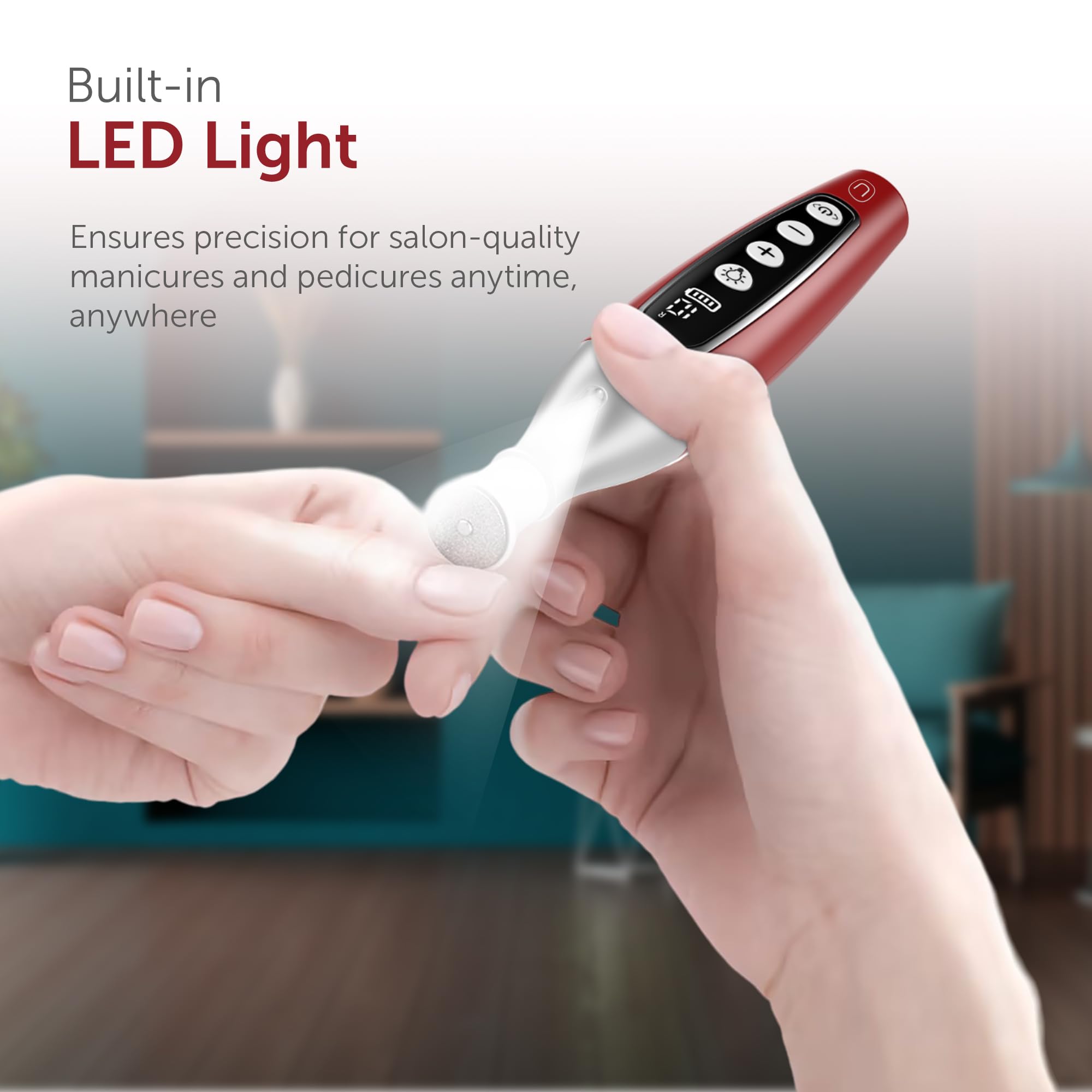 Protective dust shield helps keep your manicure workspace clean.