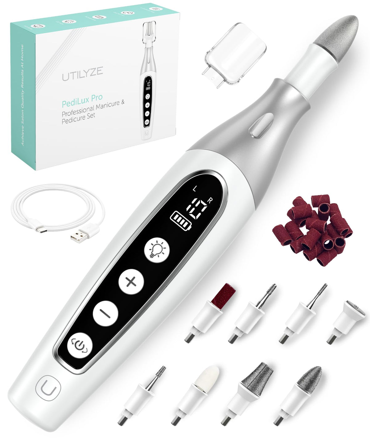UTILYZE PediLux Pro cordless nail drill for at-home shaping and precise filing.