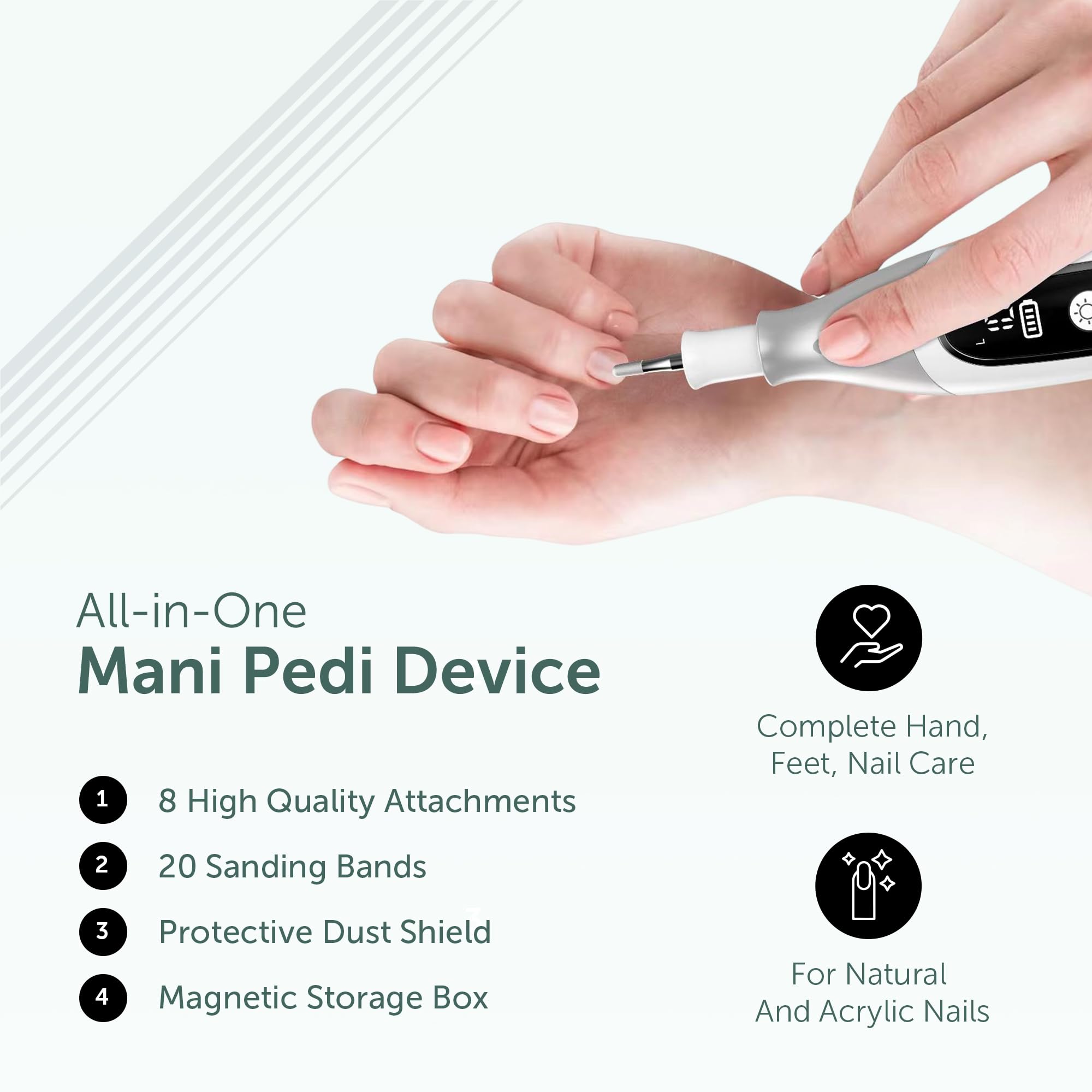 UTILYZE PediLux Pro magnetic storage keeps attachments organized and ready.