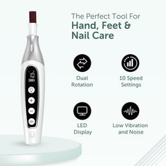 UTILYZE PediLux Pro variable rotations enable gentle touch for sensitive skin during filing.