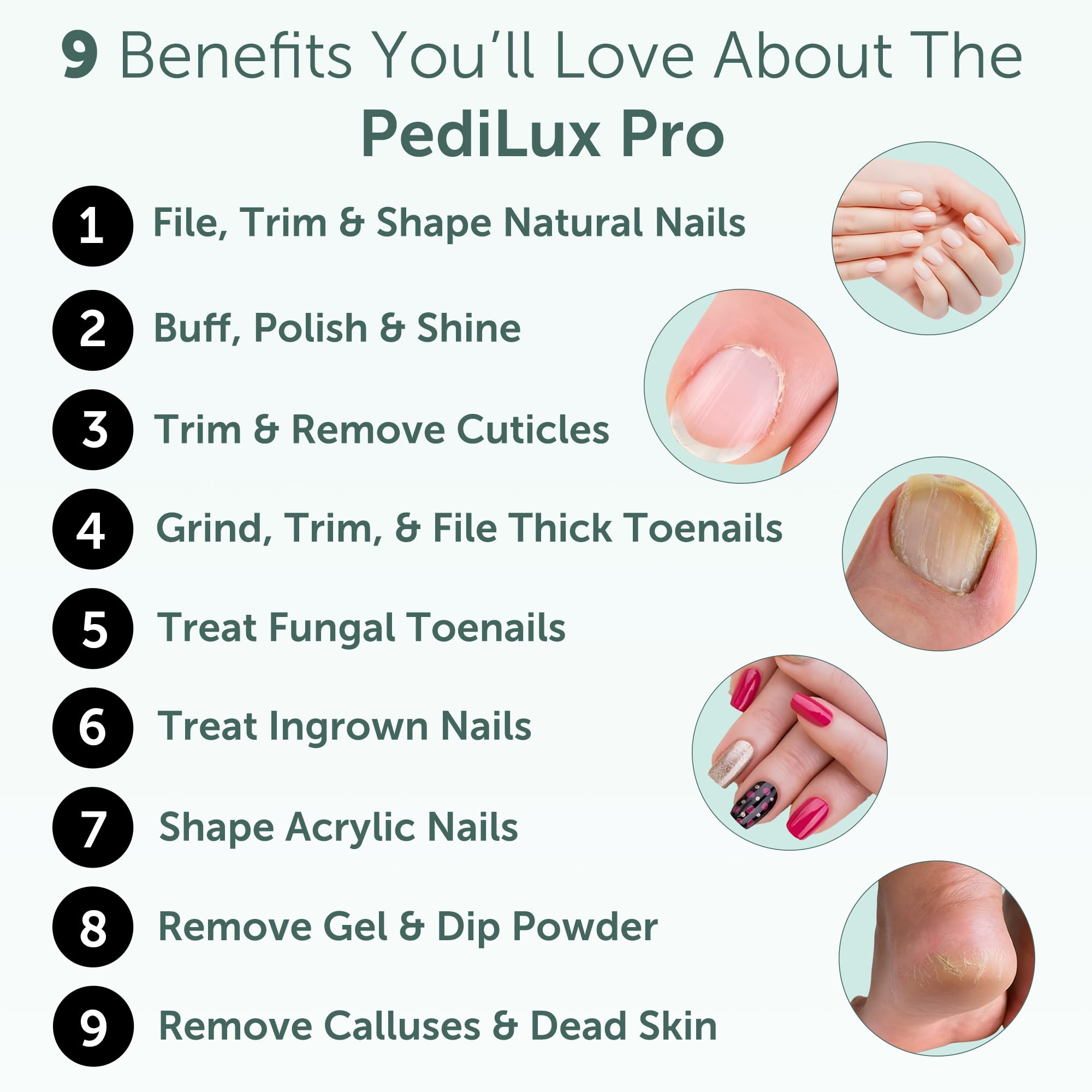 UTILYZE PediLux Pro offers ten speed settings for versatile nail care.