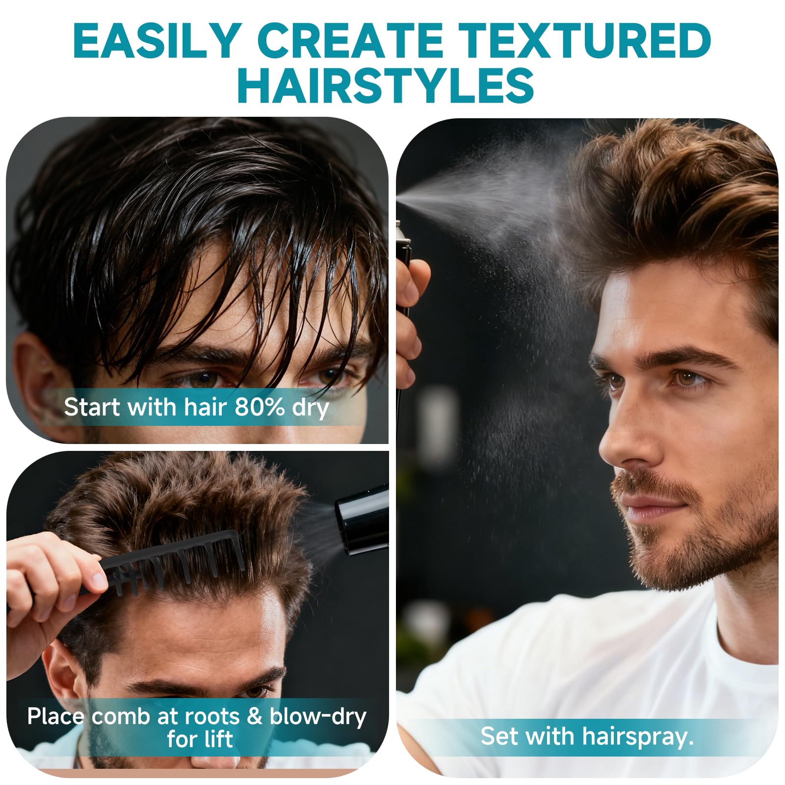 Utmiga Texture Comb textured grip provides secure hold during styling.