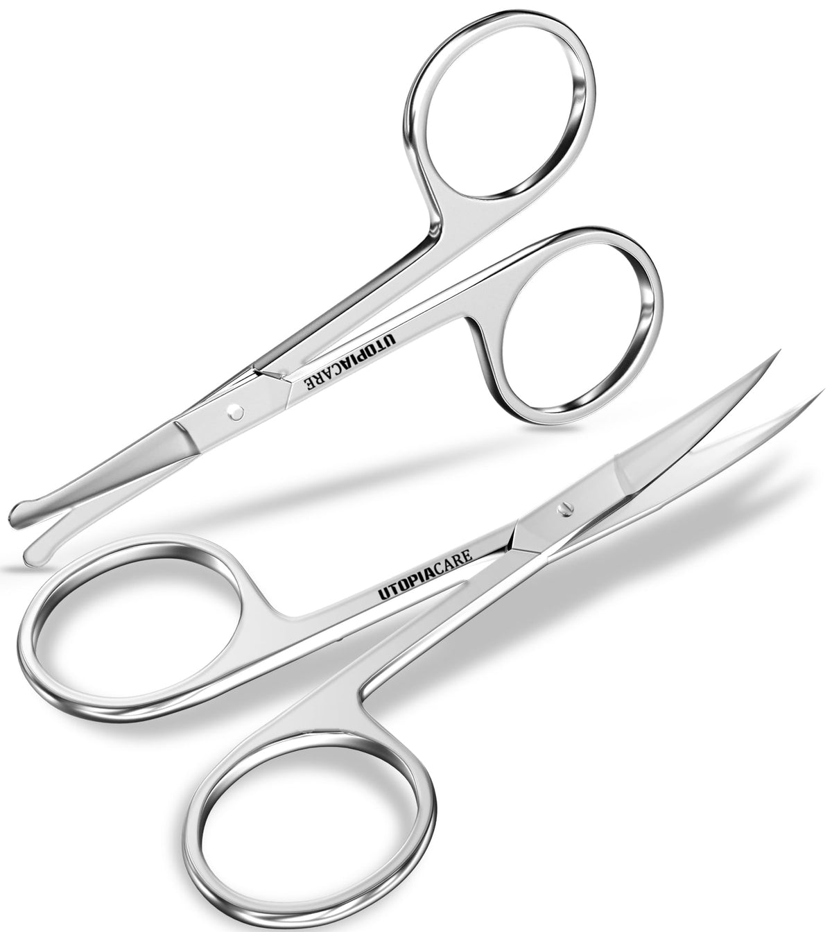 Utopia Care eyebrow scissors curved tip for precise shaping without pulling