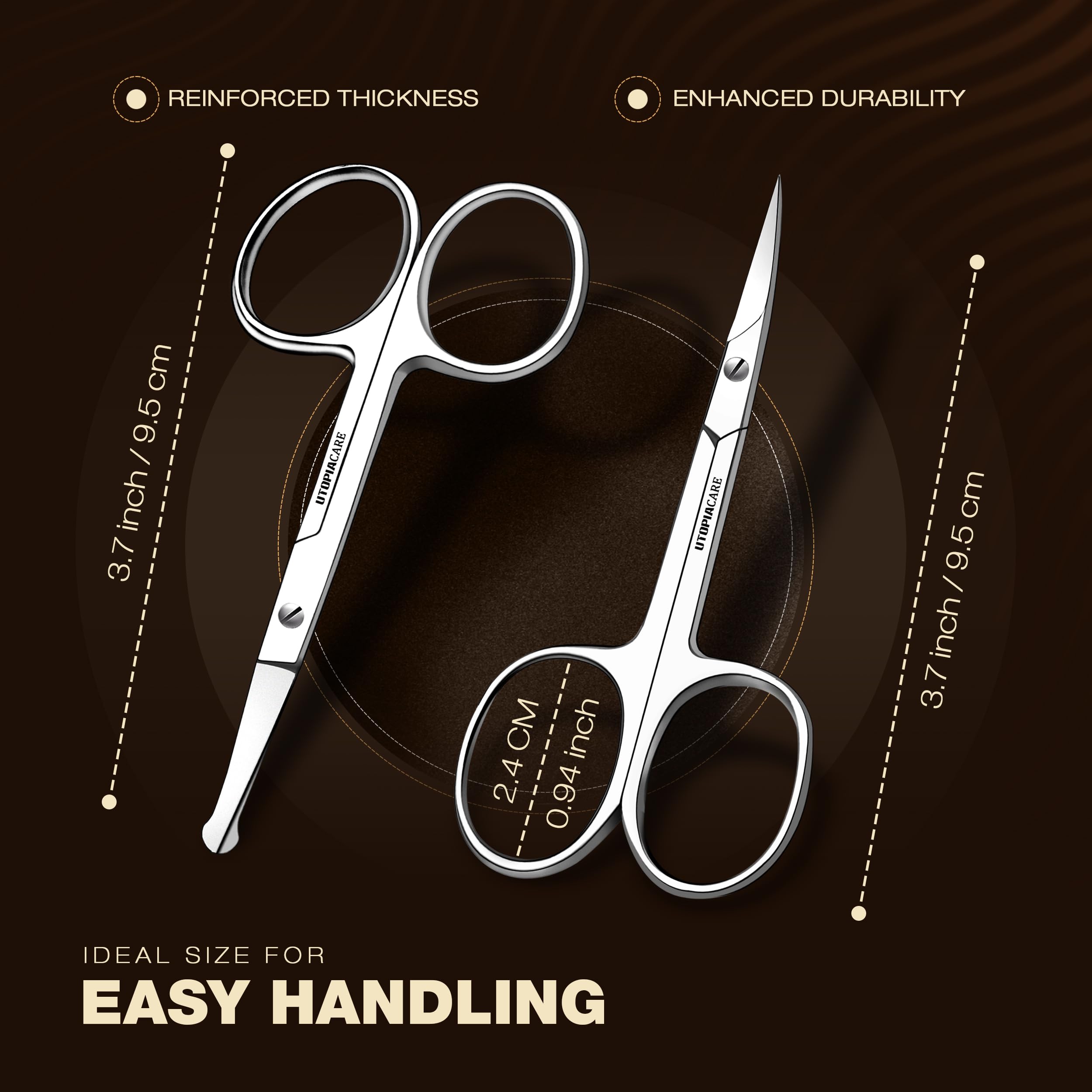Utopia Care eyebrow scissors rounded tip for safe trimming around eyes