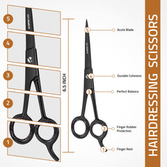 Utopia Care hair cutting scissors ergonomic handle close-up for comfortable grip during long sessions.