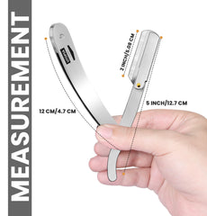 Close-up of the brass-handle straight razor showing ergonomic design for comfortable control.