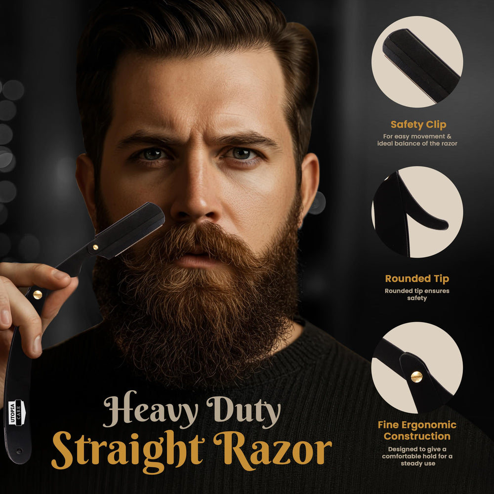 Utopia Care rounded-tip edges reduce cuts while maintaining close shaves