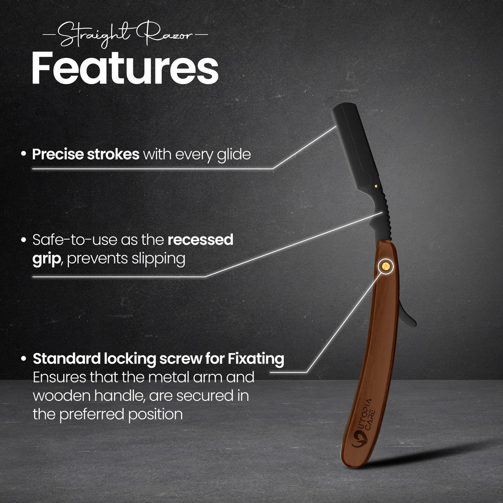 Curved wooden handle on Utopia Care razor for steady control