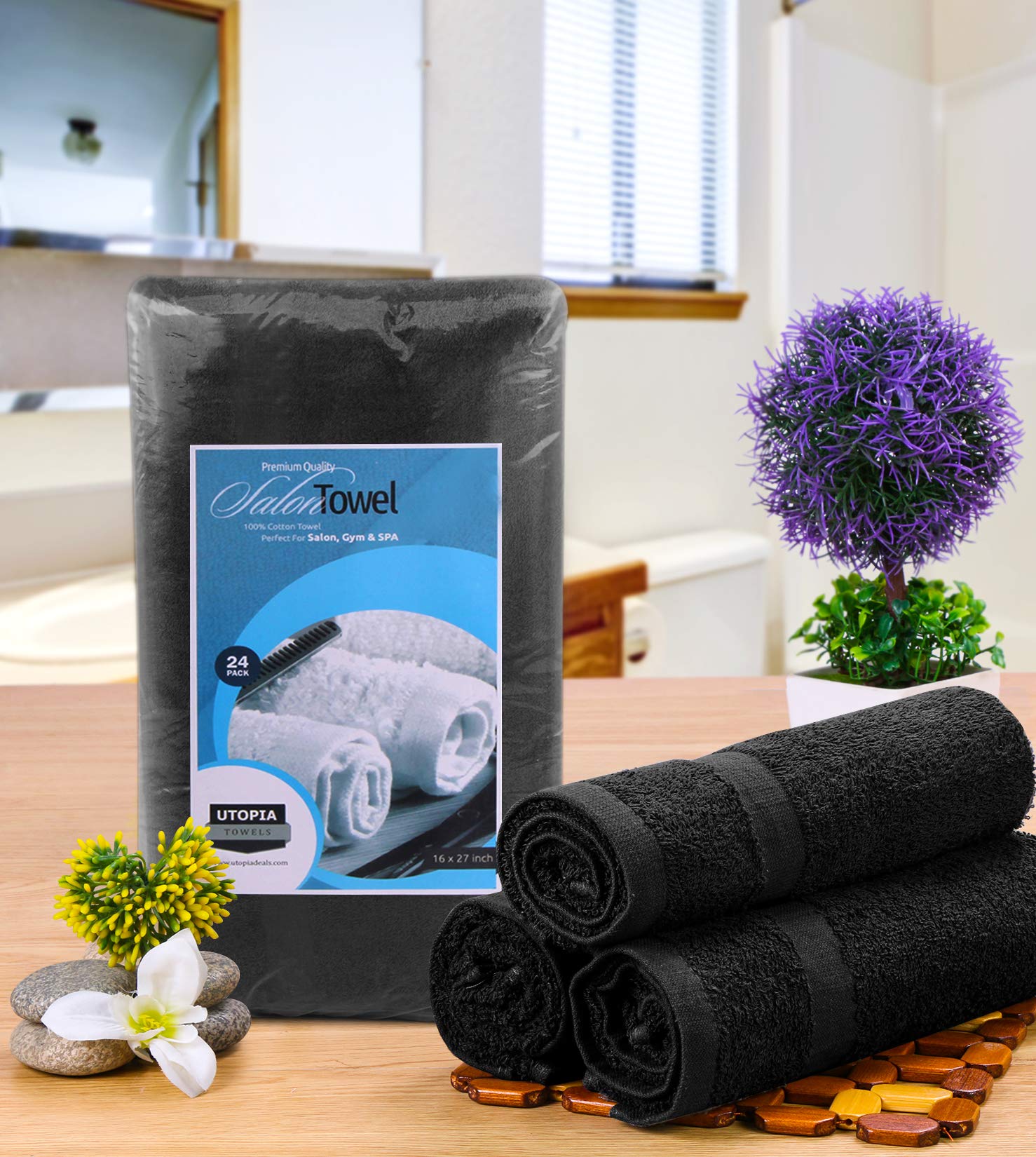 Utopia Towels 16x27 inch towels, high absorbency for quick drying between clients.