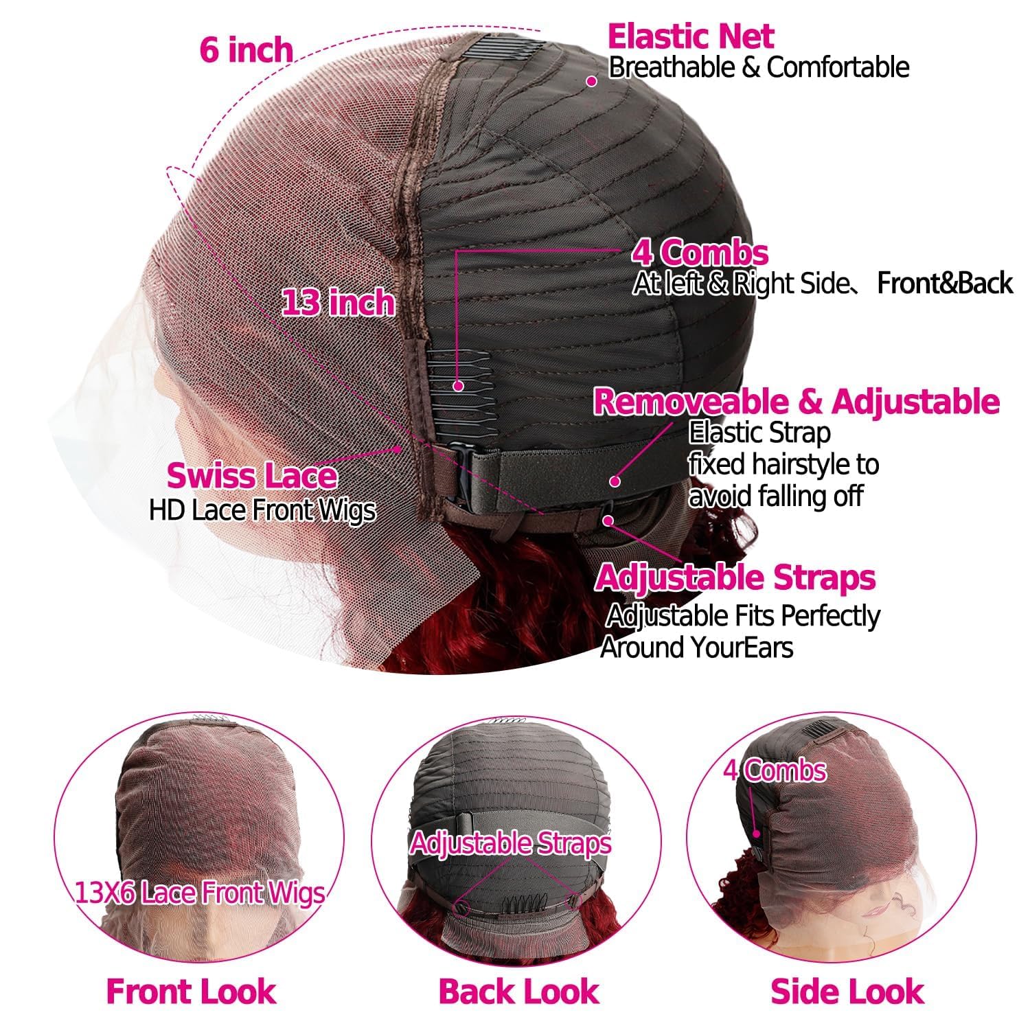 UTracycoy burgundy wig for date night or special events.