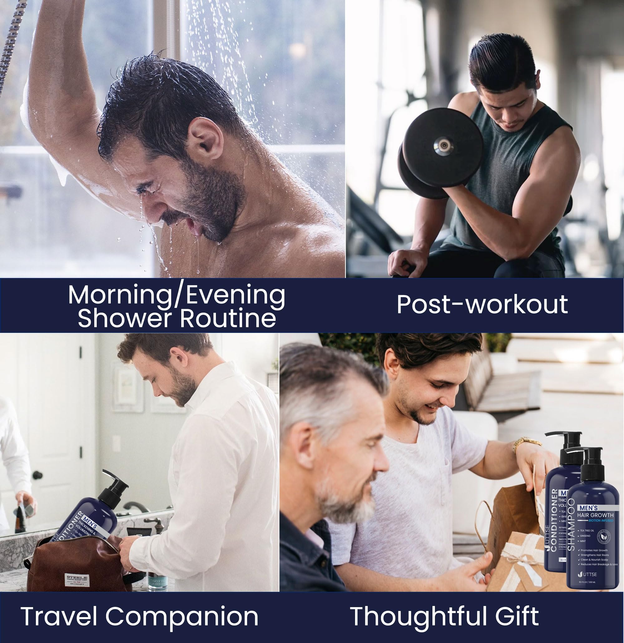 Uttse after-workout refresh image highlights scalp cleansing from sweat and oil.