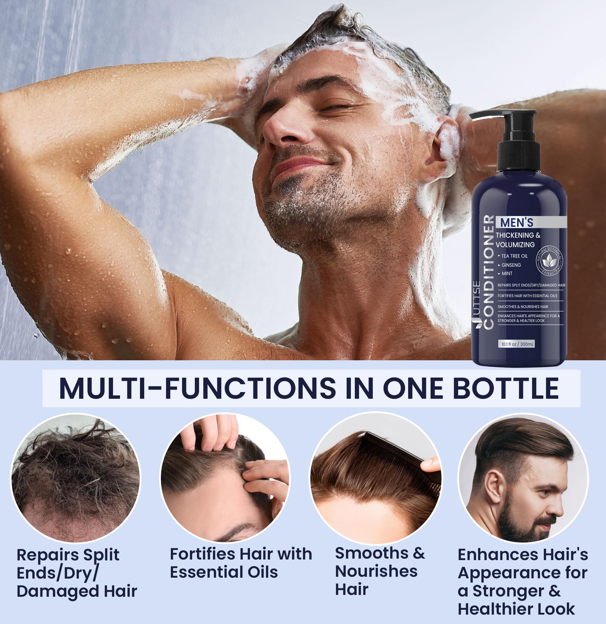 Uttse Biotin conditioner with ginseng infusion supports stronger-feeling strands.