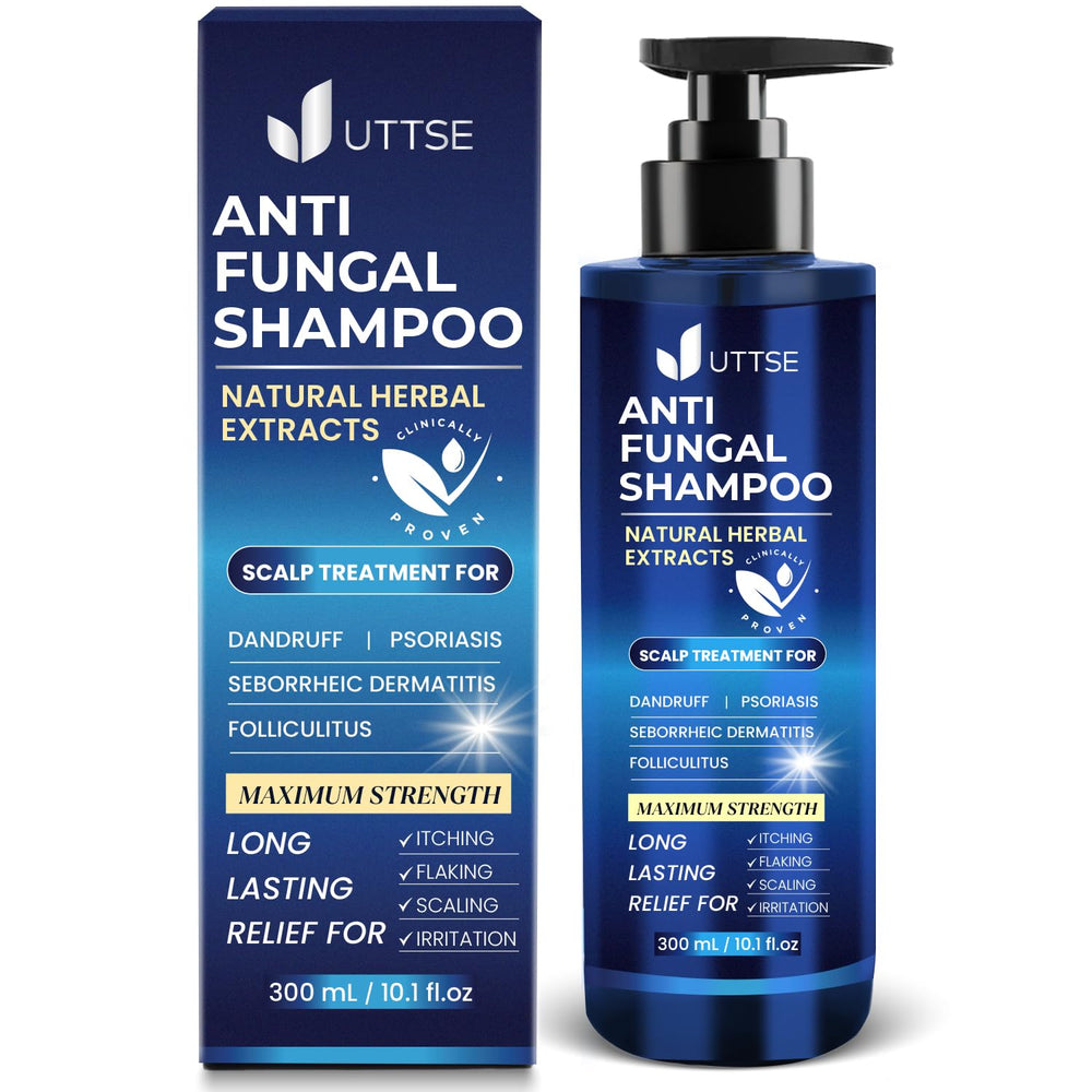 Uttse Champú antifúngico, envase visible, cuidado suave para el cuero cabelludo