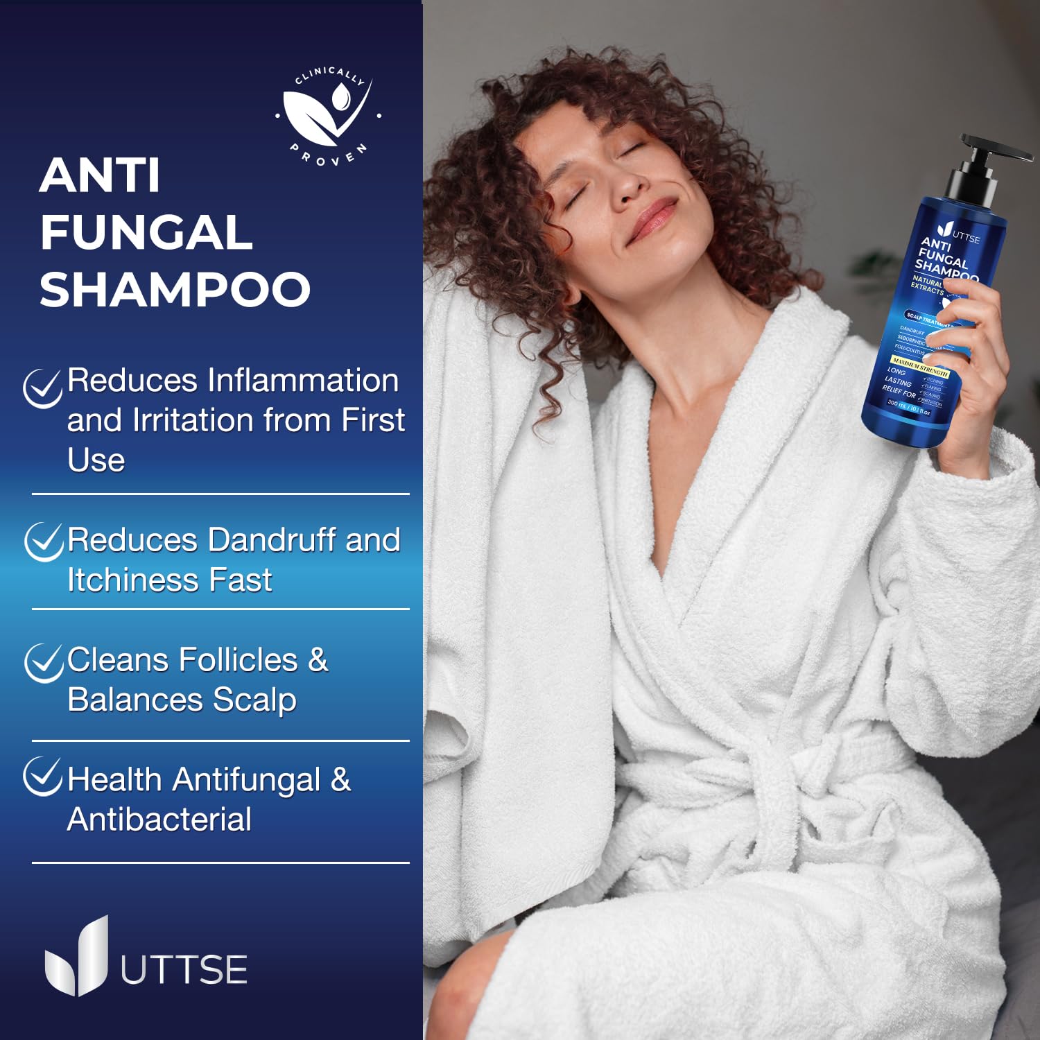 Uttse Champú antifúngico, textura cremosa, tratamiento suave para molestias del cuero cabelludo