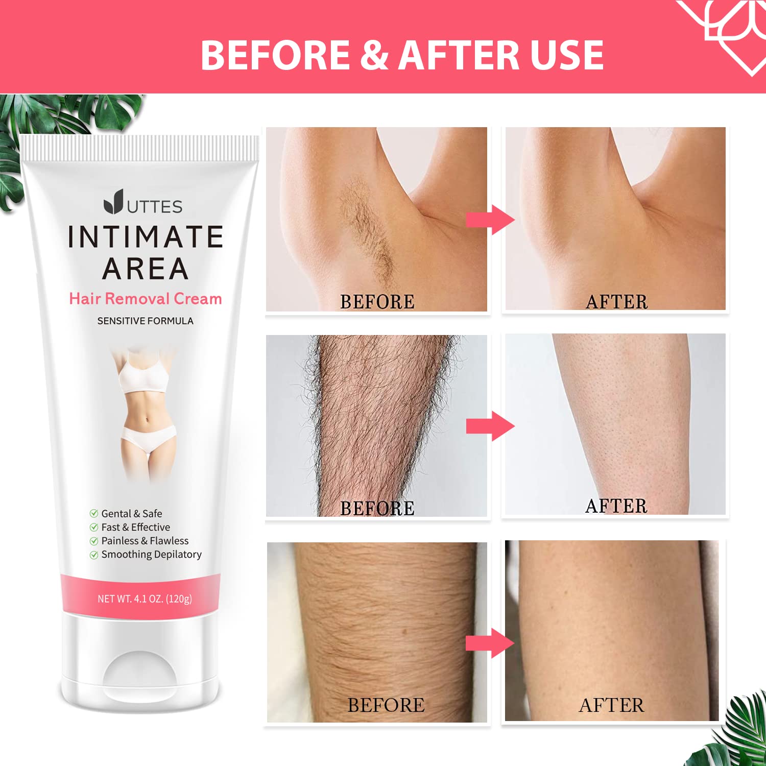 Uttse Intimate Hair Removal Cream arms for soft, even finish