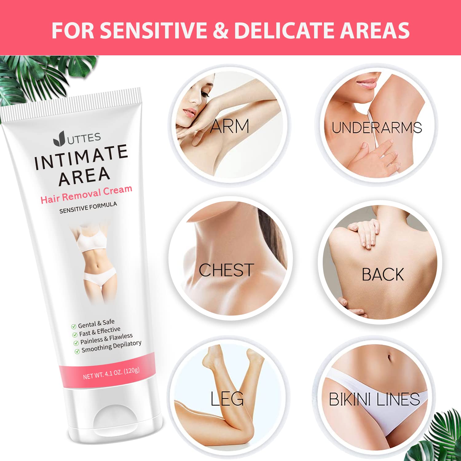 Uttse Intimate Hair Removal Cream bikini area for sensitive skin comfort
