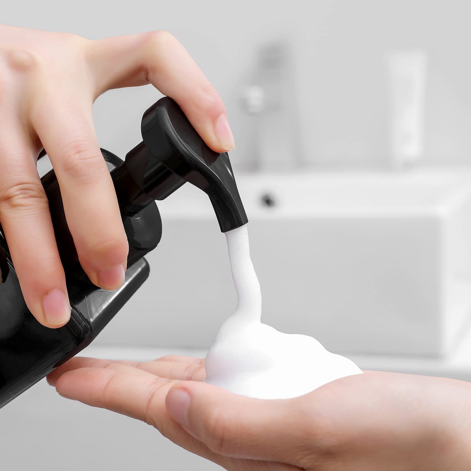 UUJOLY foaming soap dispenser bottle cap view showing secure closure.