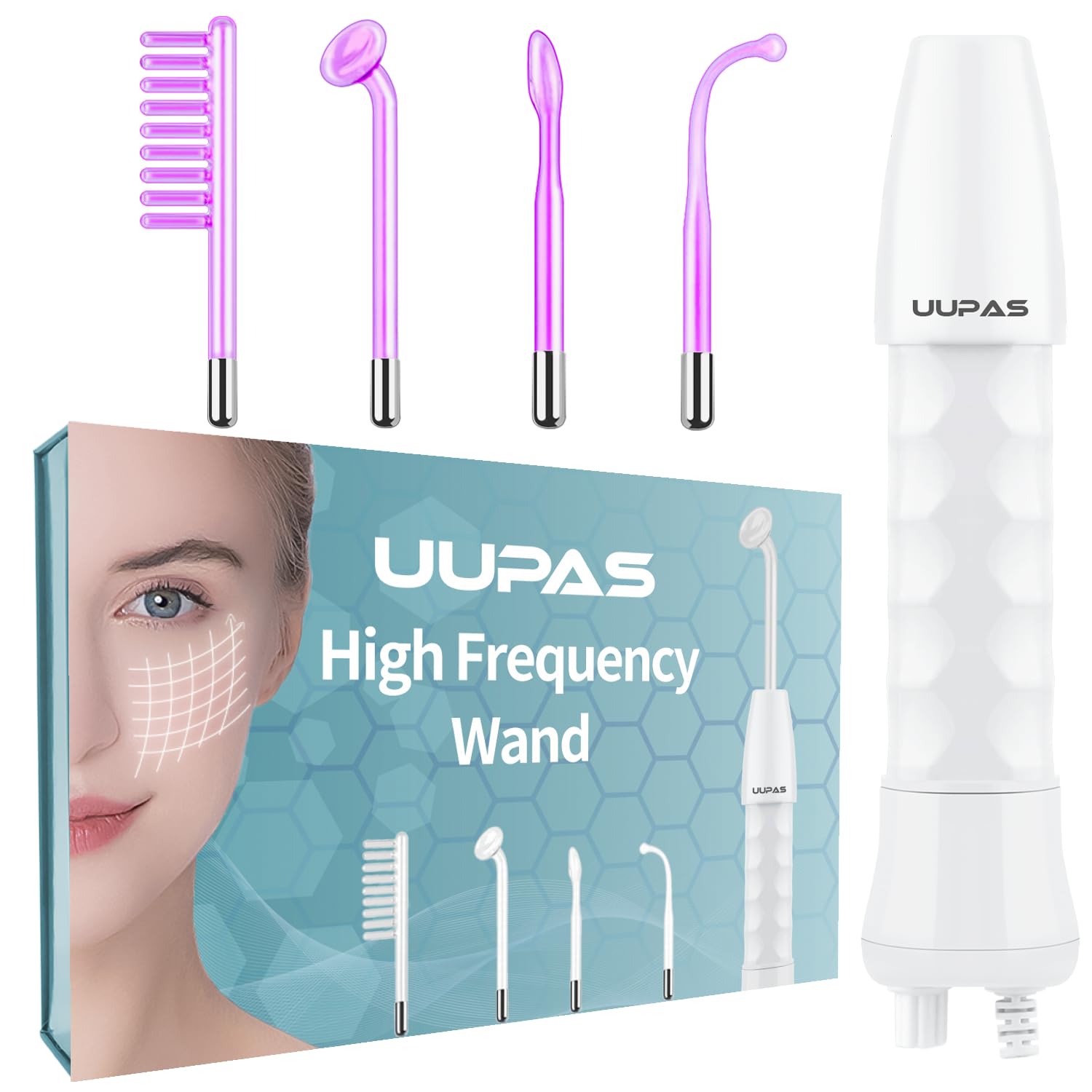 UUPAS high-frequency wand with four tubes for versatile facial care