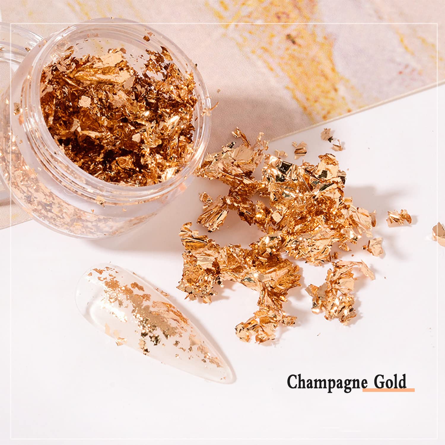 UVANKAUP gold foil flakes packaging set for organized storage.