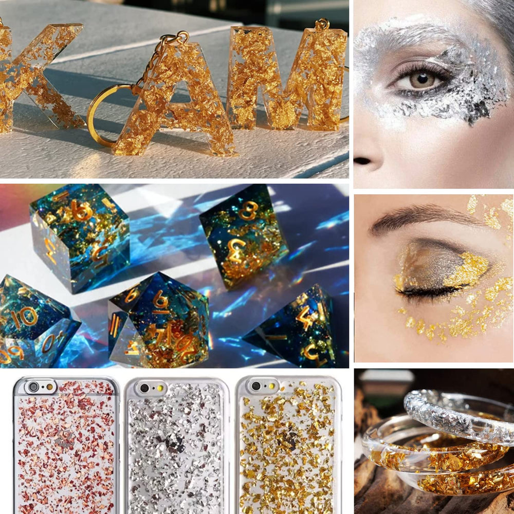 UVANKAUP nail foil flakes champagne gold bottle with luxurious shimmer.