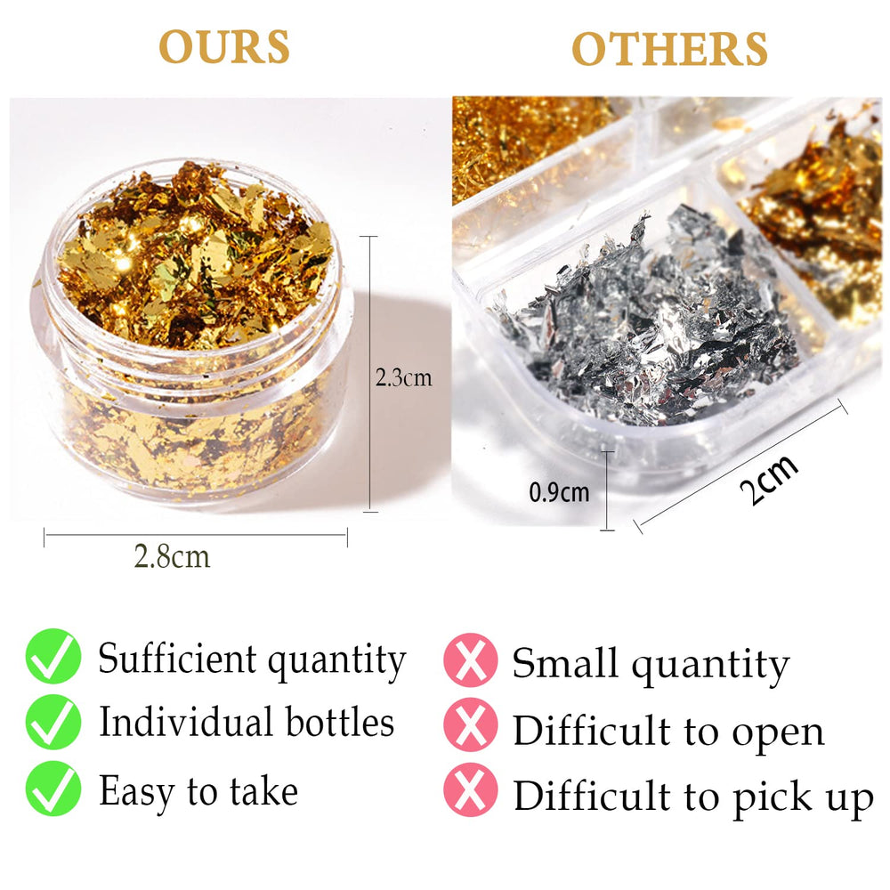UVANKAUP nail foil flakes silver bottle showing reflective manicure options.