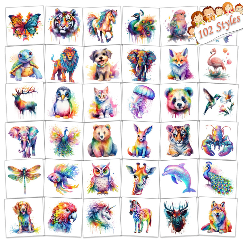 UVUXO tatuaje de perrito en acuarela, perfecto para fiestas infantiles.