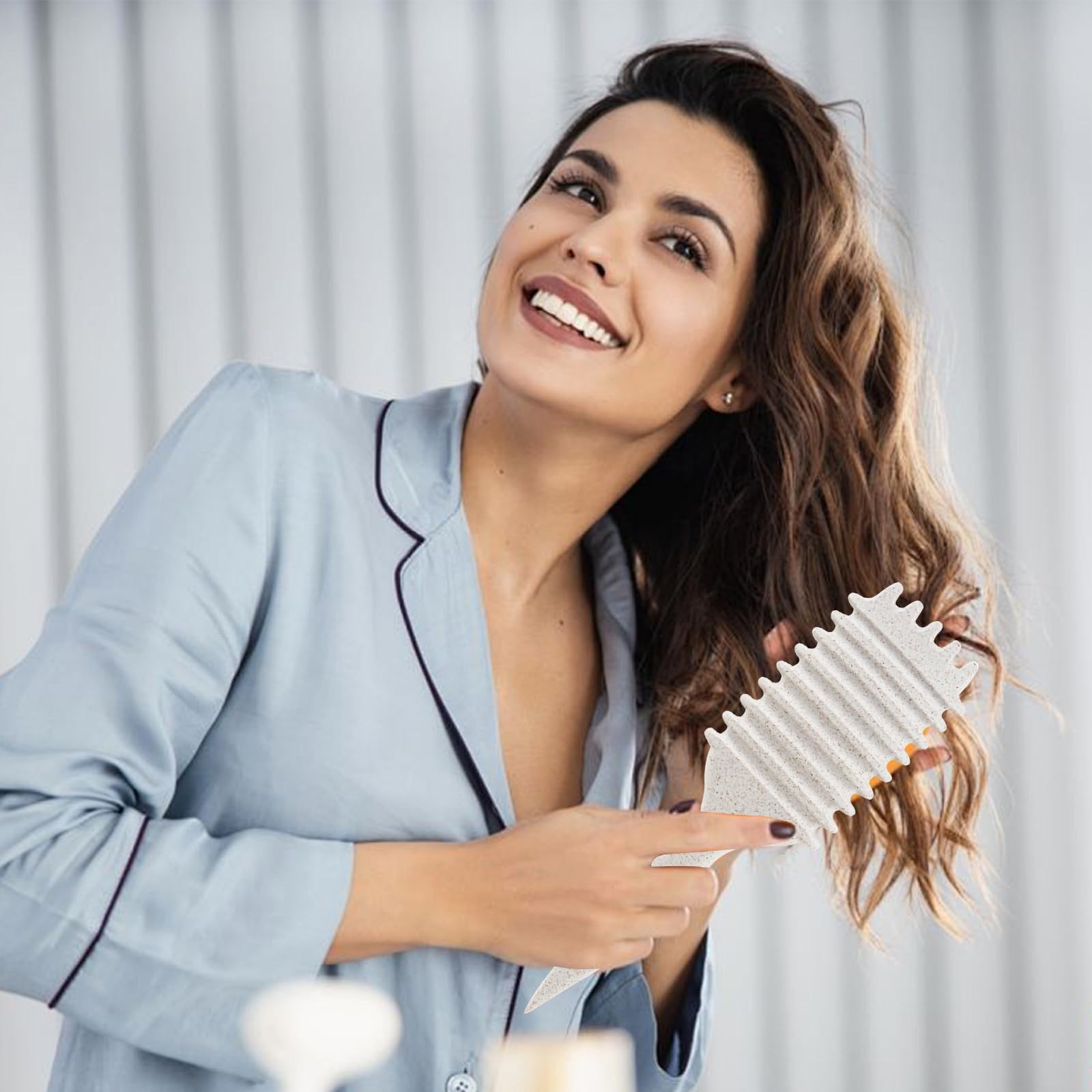 UVZNUMG Curl Defining Brush in beige design complements any vanity and routine