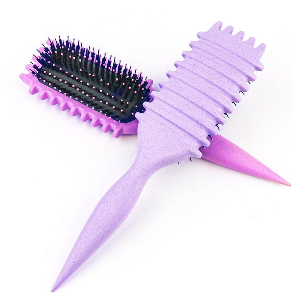 UVZNUMG Curl Defining Brush purple ergonomic design on vanity.